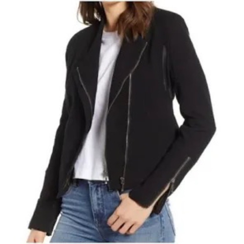 Blank NYC Black Moto Mesh Crop Jacket. Size Large